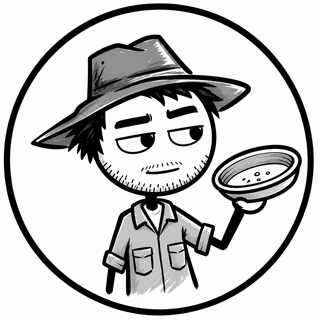 Retrato doodle monocromático de O Garimpeiro