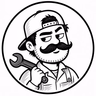 Retrato doodle monocromático de O Mecânico de Página